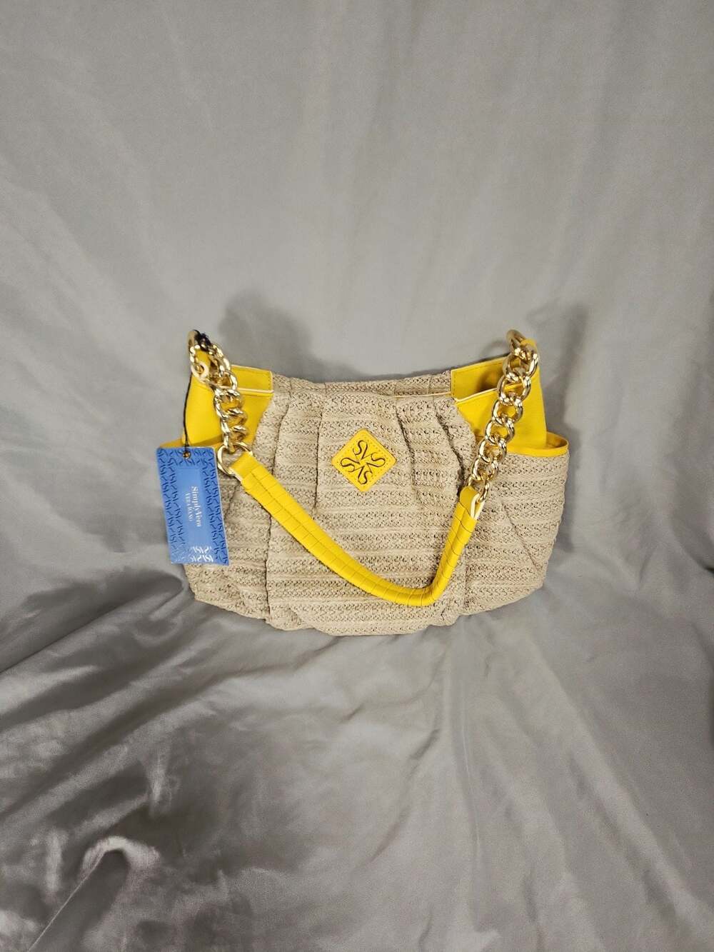 Simply Vera Vera Wang Cosette Straw Woven Shoulder Handbag with Chain Strap